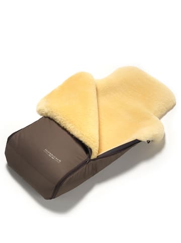 Hofbrucker Lammfell-Fußsack "Luxus" in Braun - (L)95 x (B)34 cm