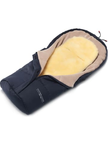 Hofbrucker Lammfell-Fußsack "Leni" in Dunkelblau - (L)80 x (B)35 cm