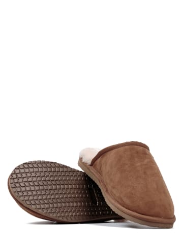 Hofbrucker Leder-Hausschuhe "Kopenhagen" in Braun