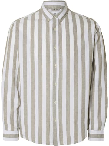 SELECTED HOMME Hemd in Beige/ Weiß
