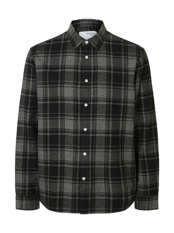 SELECTED HOMME Hemd "Noah" in Grau/ Schwarz
