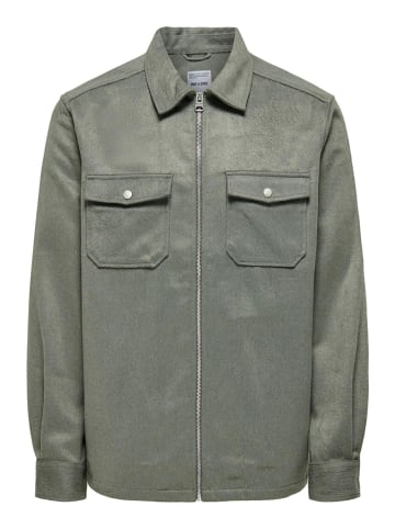 ONLY & SONS Hemdjacke in Grün/ Grau