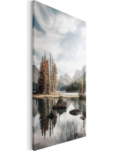 Orangewallz Kunstdruk op canvas "Mountain Lake Botanic Touch" - (B)50 x (H)70 cm