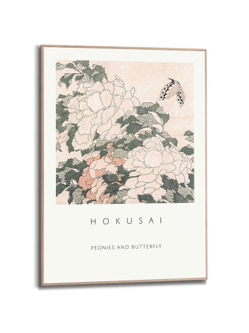 Orangewallz Ingelijste kunstdruk "Hokusai - Pink and red Peonies" - (B)50 x (H)70 cm