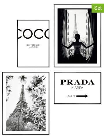 Orangewallz Druki artystyczne (4 szt.) "Paris Feelings" w ramce