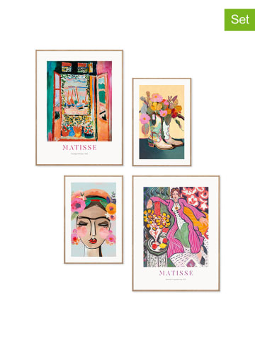 Orangewallz 4er-Set: Gerahmte Kunstdrucke "Happy Colours"