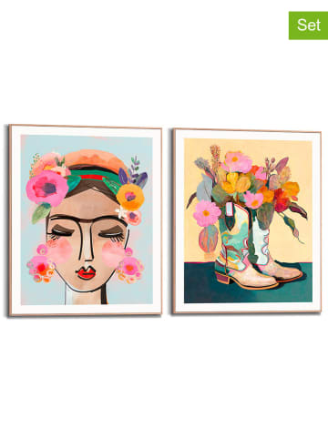 Orangewallz 2-delige set: ingelijste kunstdrukken "Happy Boots" - (B)40 x (H)50 cm