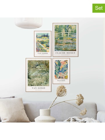 Orangewallz 4-delige set: ingelijste kunstdrukken "Green Masters"
