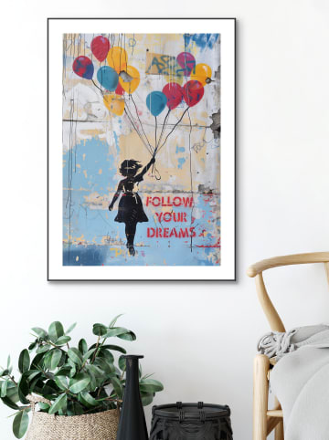 Orangewallz Ingelijste kunstdruk "Dream Balloons" - (B)50 x (H)70 cm