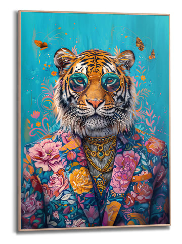Orangewallz Druk artystyczny "Dandy Floral Tiger" w ramce