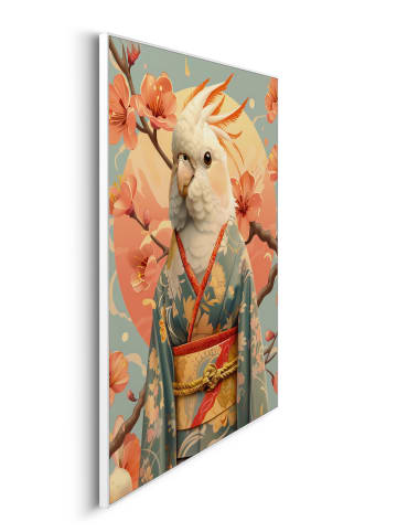 Orangewallz Ingelijste kunstdruk "Japandi Parakee" - (B)50 x (H)70 cm