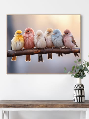 Orangewallz Druk artystyczny "Birds in Pastel" w ramce