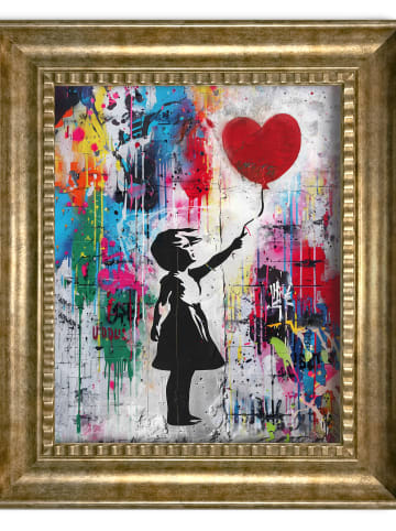 Orangewallz Druk artystyczny "Balloon Girl Colourful" w ramce