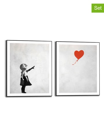 Orangewallz 2er-Set: Gerahmte Kunstdrucke "Balloon Girl"