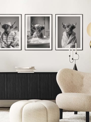 Orangewallz 3-delige set: ingelijste kunstdrukken "Highlander Wake Up" - (B)30 x (H)40 cm