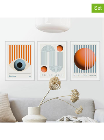 Orangewallz 3er-Set: Gerahmte Kunstdrucke "Bauhaus"