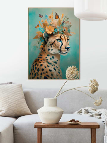 Orangewallz Druk artystyczny "Flower Jaguar" w ramce