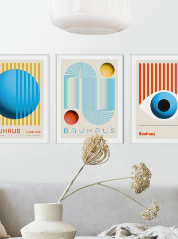 Orangewallz Druki artystyczne (3 szt.) "Bauhaus - retro" w ramce