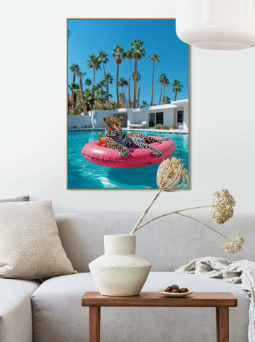 Orangewallz Druk artystyczny "Floating Leopard" w ramce