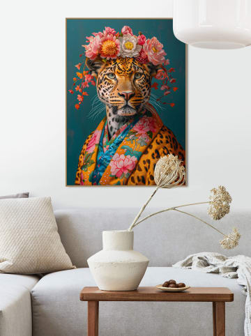 Orangewallz Druk artystyczny "Floral Fashion Leopard" w ramce
