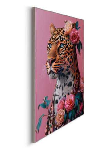 Orangewallz Ingelijste kunstdruk "Floral Fashion Leopard Pink" - (B)50 x (H)70 cm
