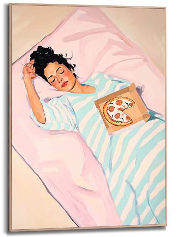 Orangewallz Druk artystyczny "Pizza Sleep" w ramce