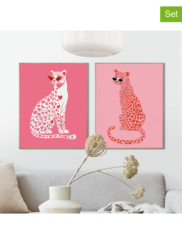 Orangewallz 2er-Set: Gerahmte Kunstdrucke "Love Cats"