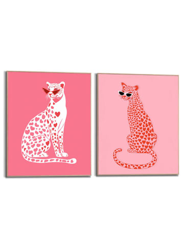 Orangewallz 2er-Set: Gerahmte Kunstdrucke "Love Cats"