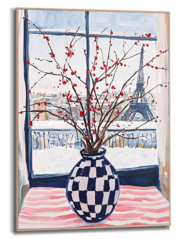 Orangewallz Gerahmter Kunstdruck "Winter Vase Blue Checkers"