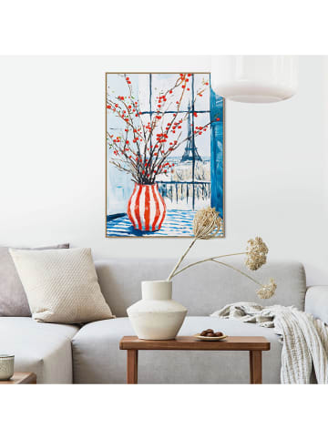 Orangewallz Druk artystyczny "Winter Vase Red Stripes" w ramce