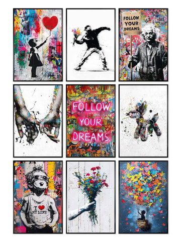 Orangewallz 9er-Set: Gerahmte Kunstdrucke "Streetart Set"