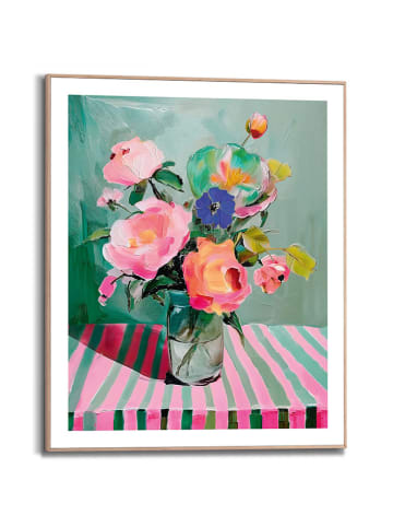 Orangewallz Ingelijste kunstdruk "Flower Stripes Pink Green"