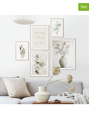 Orangewallz 5er-Set: Gerahmte Kunstdrucke "Seren Green"