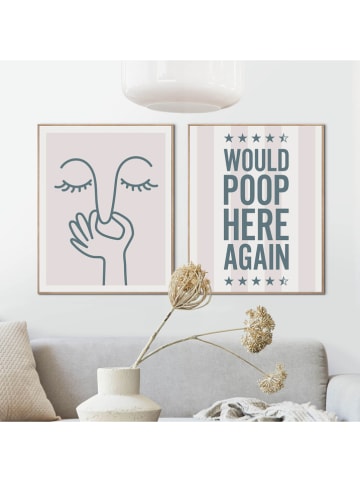 Orangewallz 2er-Set: Gerahmte Kunstdrucke "Funky Toilet Set"