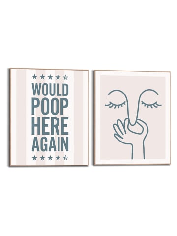 Orangewallz 2er-Set: Gerahmte Kunstdrucke "Funky Toilet Set"