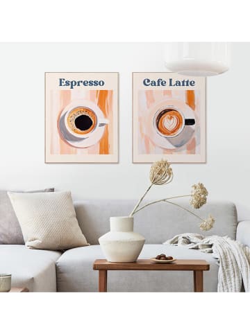 Orangewallz 2er-Set: Gerahmte Kunstdrucke "Coffee Love"