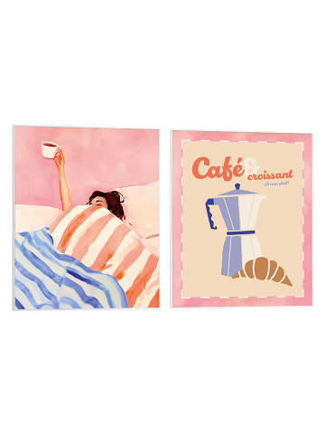 Orangewallz Druki artystyczne (2 szt.) "Breakfast Set" w ramce