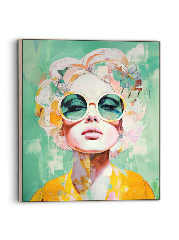 Orangewallz Druk artystyczny "Portrait Lady - Green Spring" na płótnie w ramce