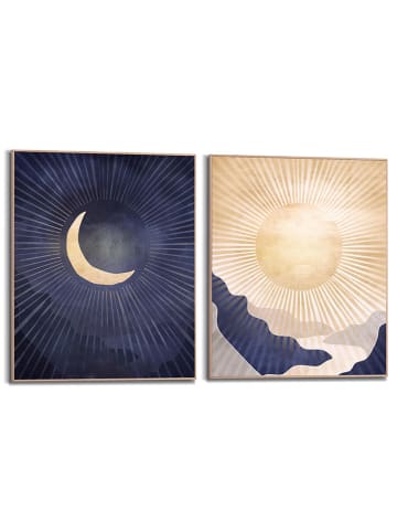 Orangewallz 2er-Set: Gerahmte Kunstdrucke "Sund & Moon Landscape"