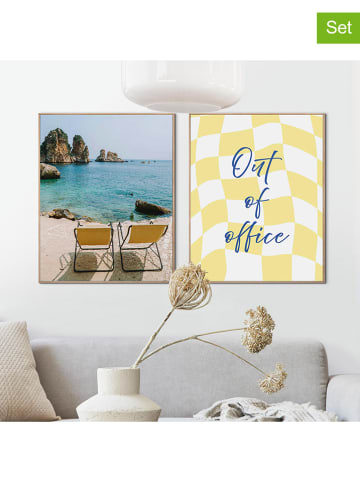 Orangewallz 2-delige set: ingelijste kunstdrukken "Out Of Office"