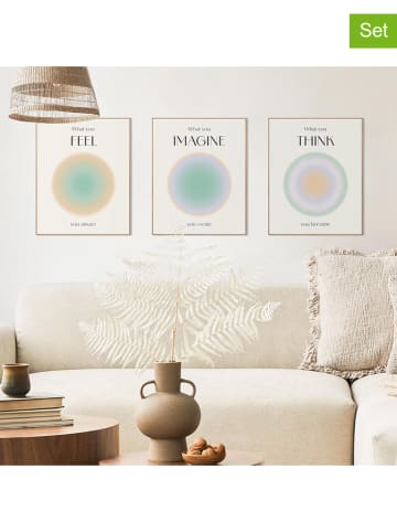 Orangewallz 3er-Set: Gerahmte Kunstdrucke "Aura Triptych"