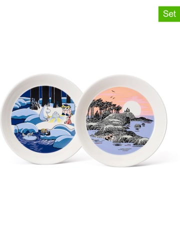 Moomin 2-delige set: dessertborden "Snowlant & Moomins" blauw/oranje - Ø 19 cm