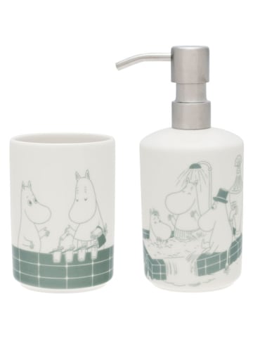 Moomin 2tlg. Badezimmer-Set "Bathtime" in Weiß/ Grün