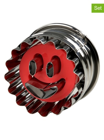 Dr. Oetker 2er-Set: Ausstecher "Lachendes Gesicht" in Silber - Ø 5 cm
