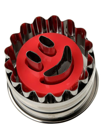 Dr. Oetker 2er-Set: Ausstecher "Lachendes Gesicht" in Silber - Ø 5 cm