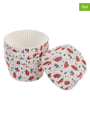 Dr. Oetker 2er-Set: Papier-Backförmchen in Weiß/ Rot - 2x 50 Stück