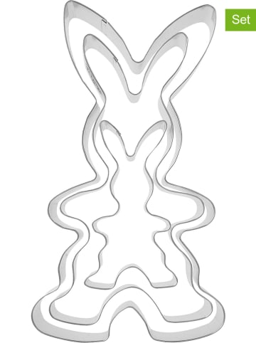 Dr. Oetker 3er-Set: Ausstecher "Goldiges Ostern - Hasenfamilie" in Silber - 2x 3 Stück