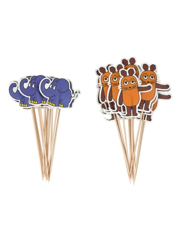 Dr. Oetker 2er-Set: Partypicker "Maus & Elefant in Orange/ Blau- 2x 24 Stück