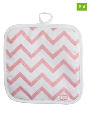 Dr. Oetker Łapki kuchenne (2 szt.) "Retro" w kolorze szarym i jasnoróżowym - 20 x 20 cm