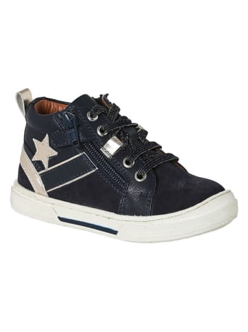 vertbaudet Leren sneakers donkerblauw/zwart/zilverkleurig
